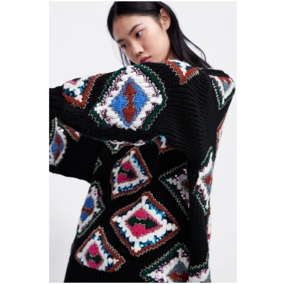 New Zara Geometric Embroidered Sequin NWT
Beaded Sweater Limited Edition | Sz M - Picture 11 of 13
